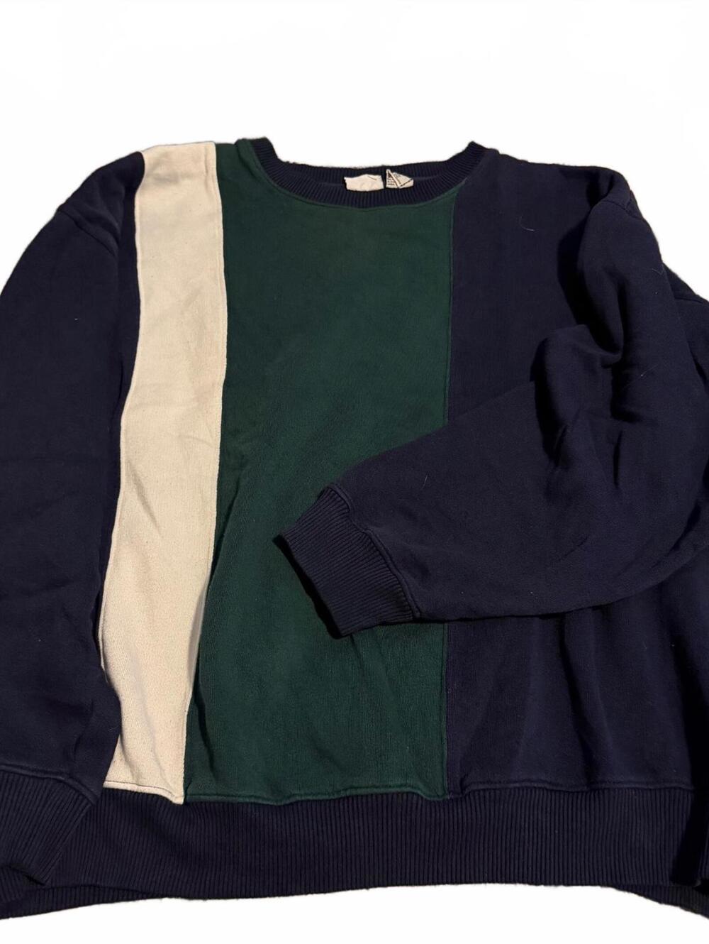 Vintage Nucleus Colorblock Sweatshirt Size XL Navy Green Cream 90s Crewneck
